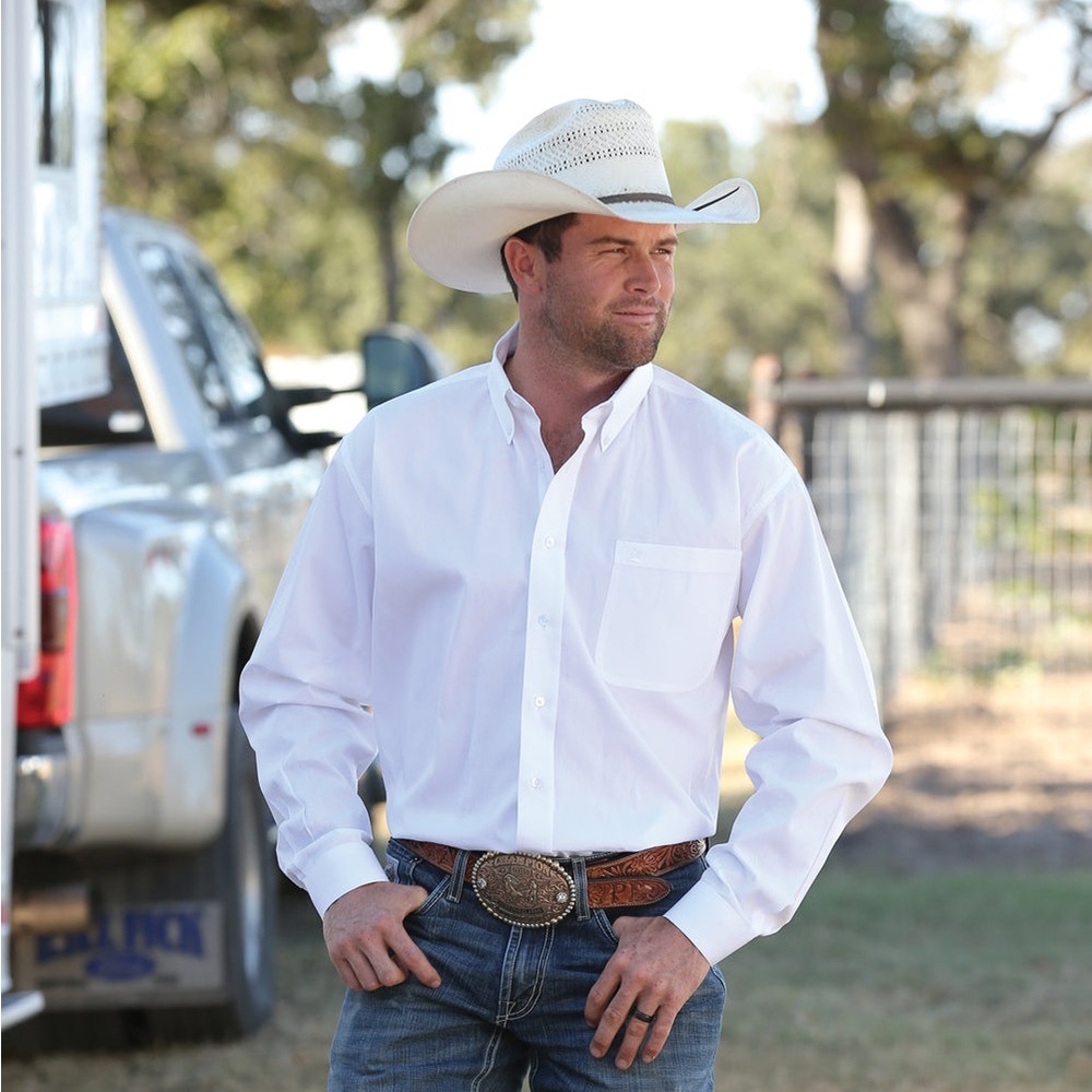Cinch Men's XL White Western Shirt Long Sleeve Cotton Button Down Cowboy Rodeo